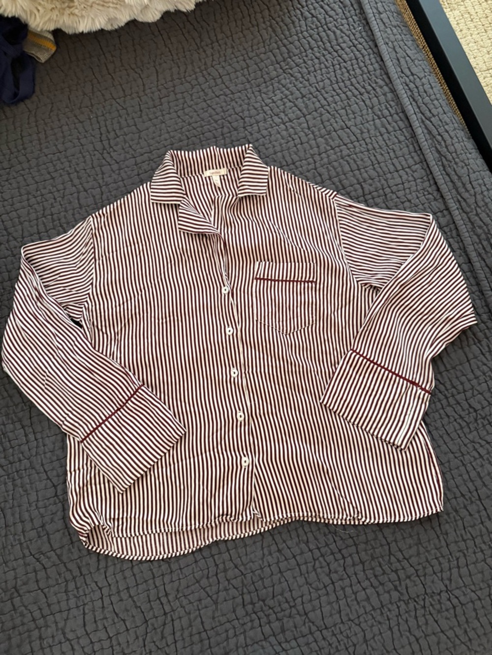 Anthropologie burgundy/white stripe pajama top